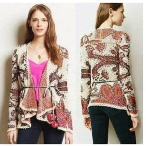 Anthropologie Moth Pleiades Knit Open Boho Cardigan Sweater Small Petite RARE